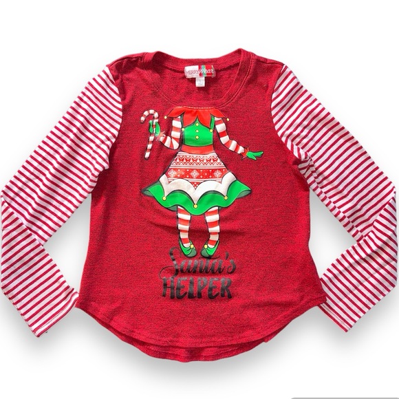 Santas Helper Girls Christmas Shirt - Picture 1 of 3